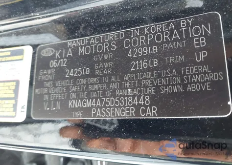 2013 Kia Optima Lx from USA, damaged, VIN KNAGM4A75D5318448